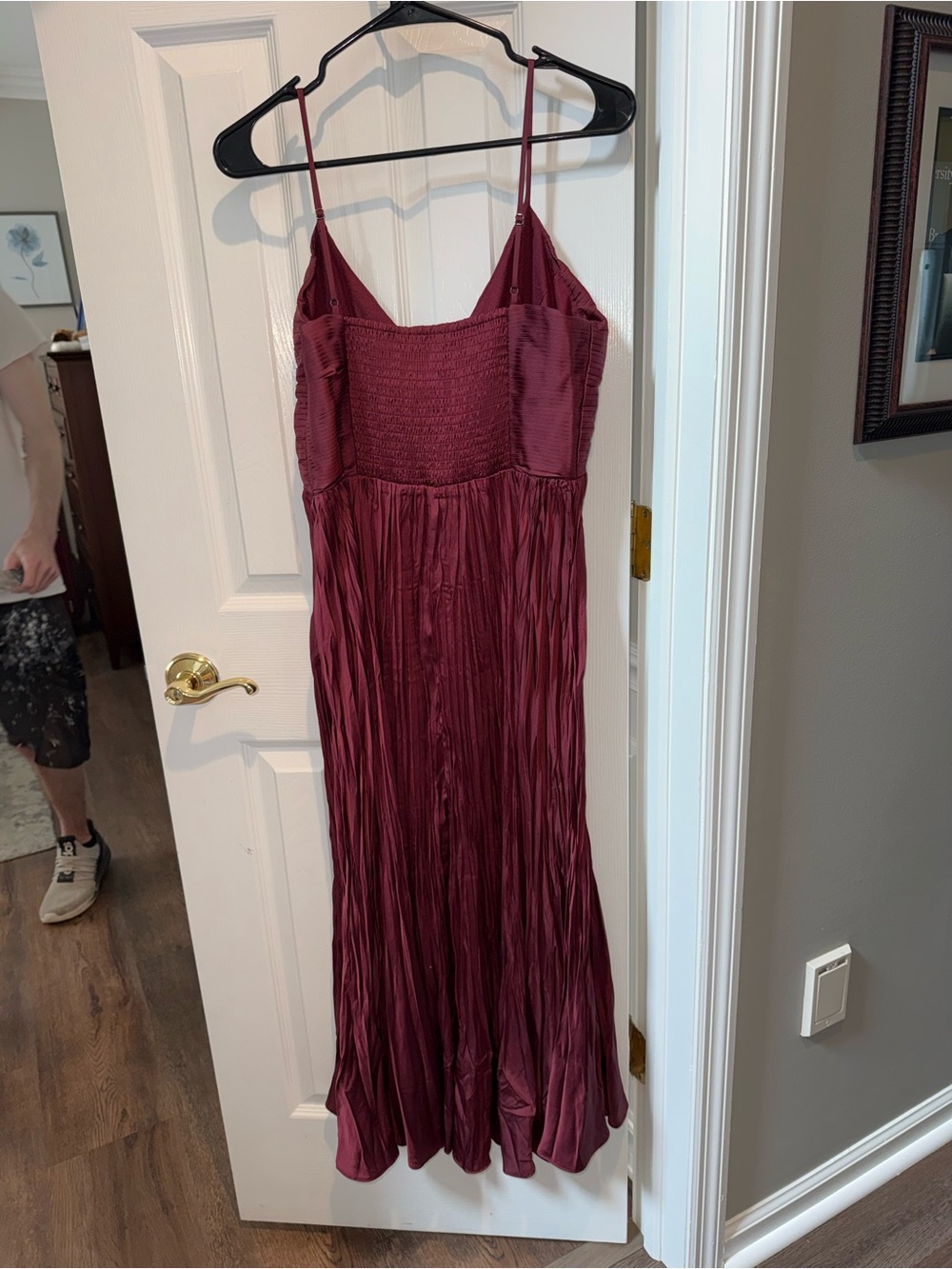 Astr Burgundy Pleated Spaghetti-Strap Maxi Dress - Picture 2 of 3
